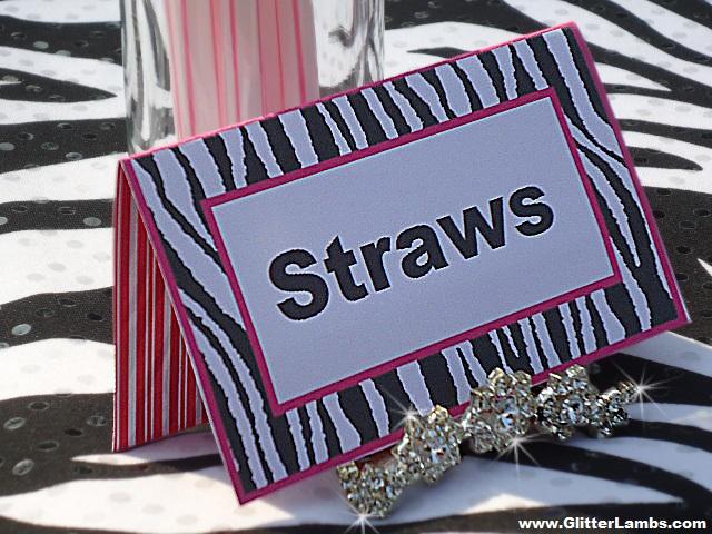Free Pink Zebra Birthday Party Food Cards Printables &amp; Cupcake Toppers